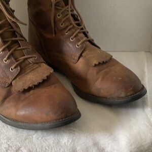 Ariat Brown Leather Boots with Fringe Detail